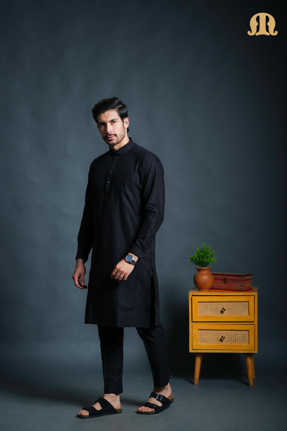 Asiri Black Kali Kurta Set Men