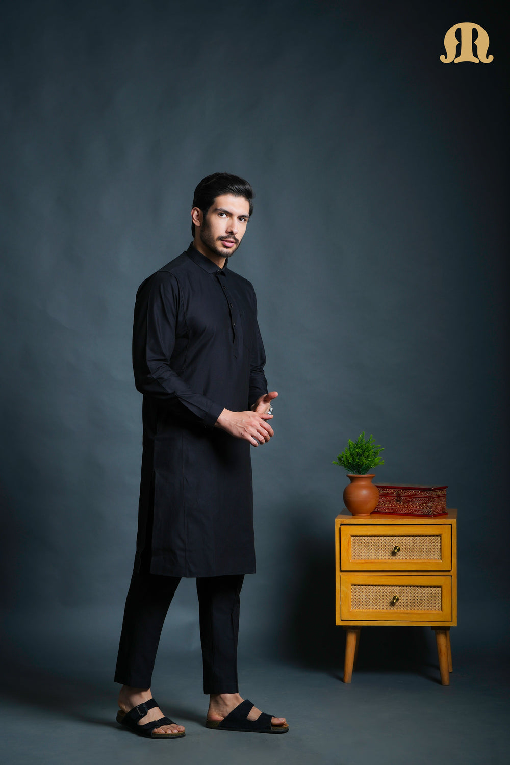 Asiri Black Kali Kurta Set Men