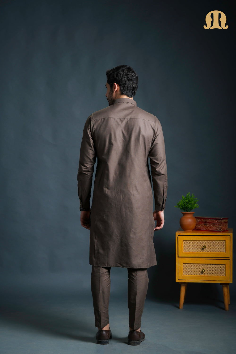 Asiri Brown Kali Kurta Set Men