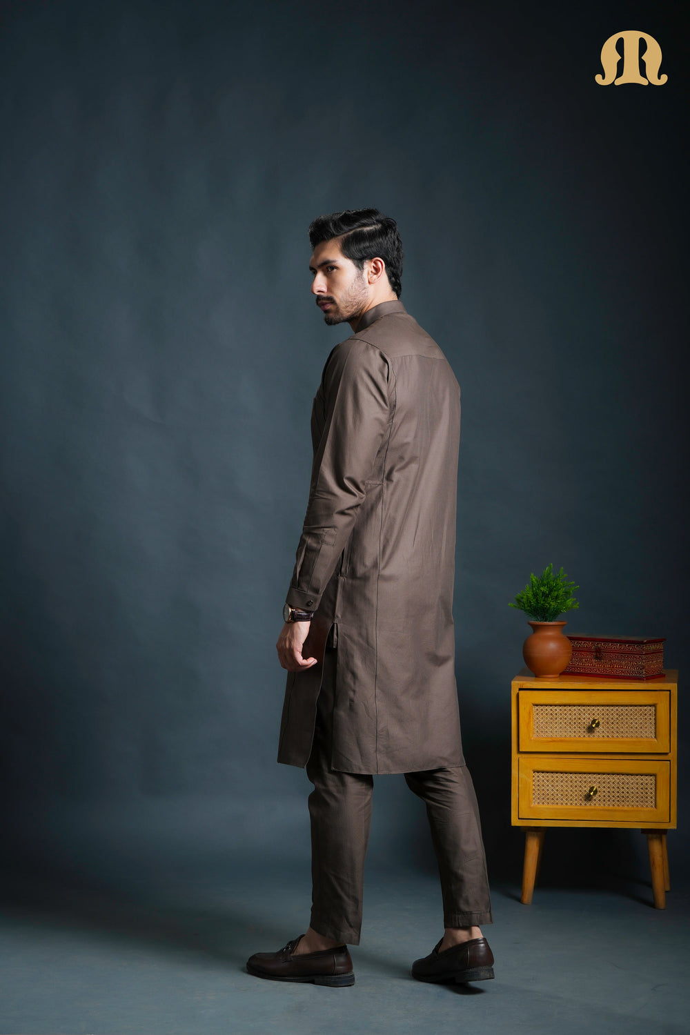 Asiri Brown Kali Kurta Set Men
