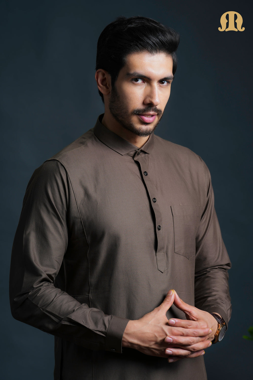 Asiri Brown Kali Kurta Set Men