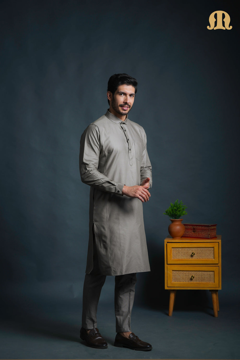 Asiri Grey Kali Kurta Set Men