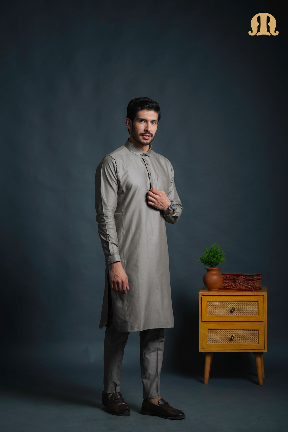 Asiri Grey Kali Kurta Set Men