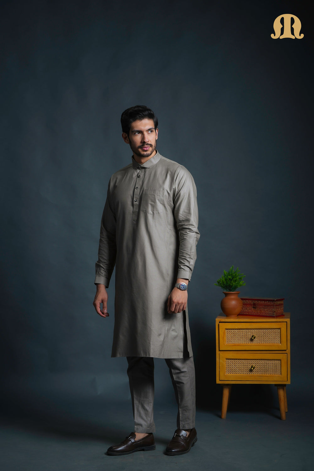 Asiri Grey Kali Kurta Set Men