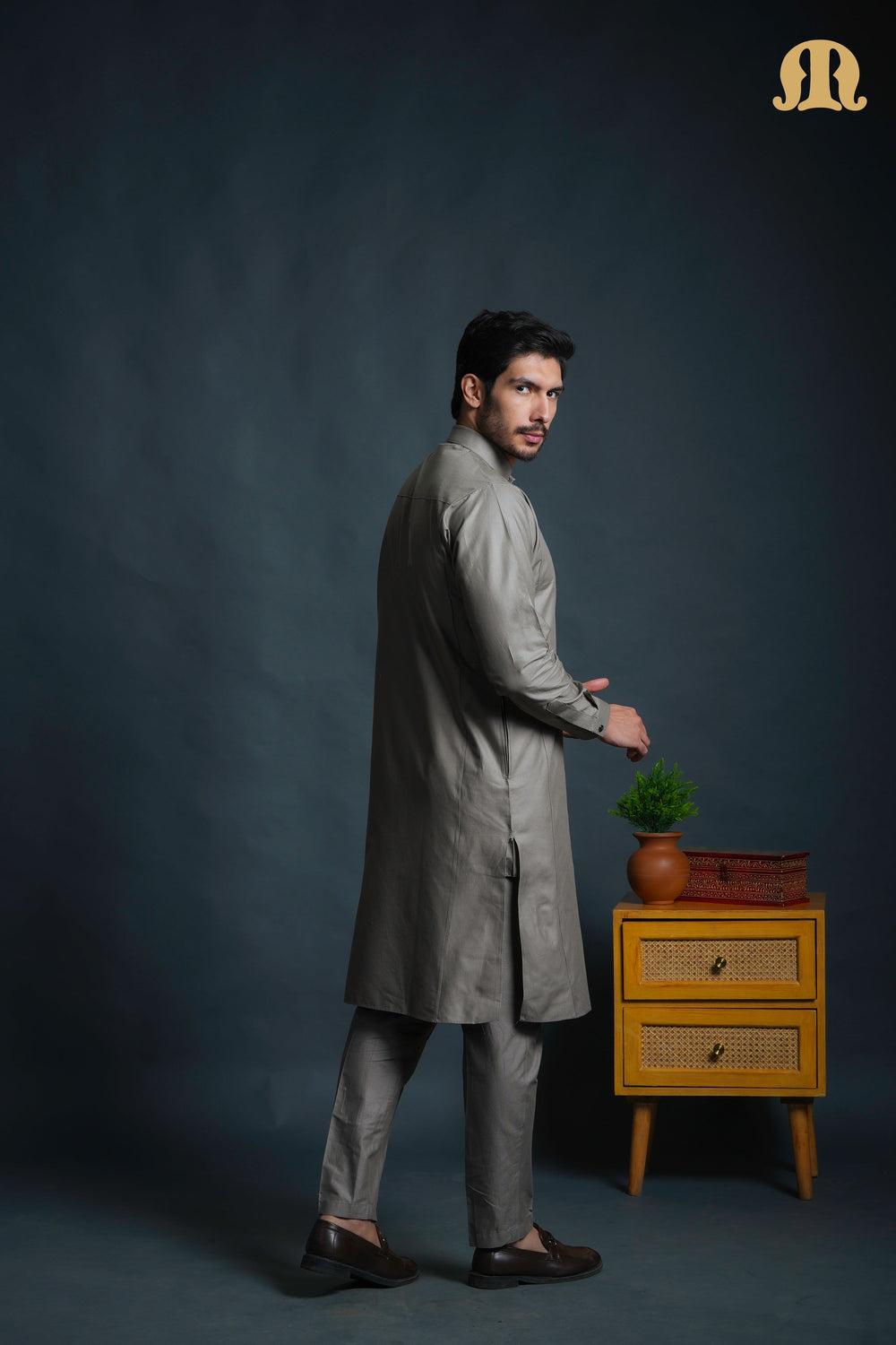 Asiri Grey Kali Kurta Set Men