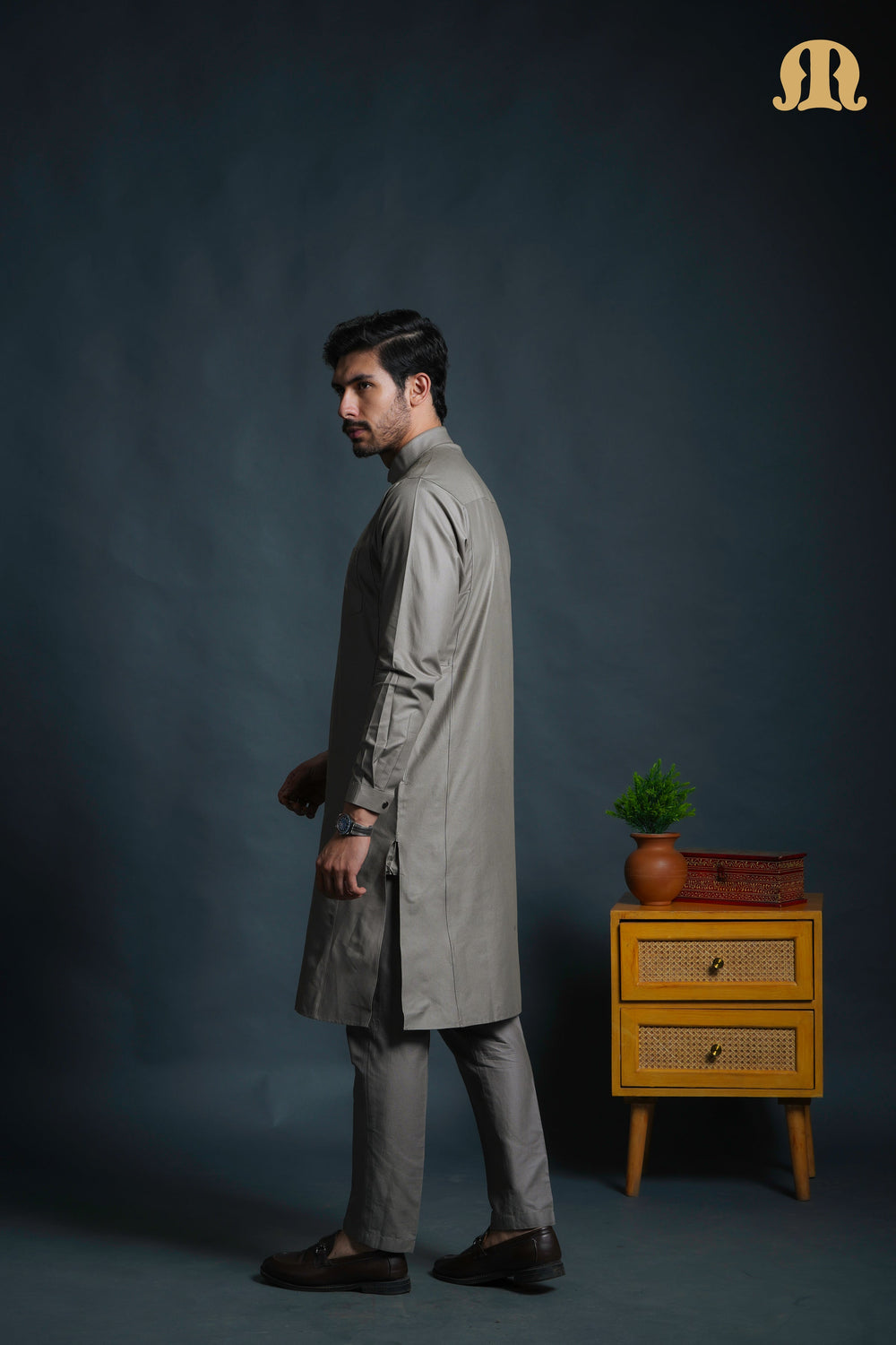 Asiri Grey Kali Kurta Set Men