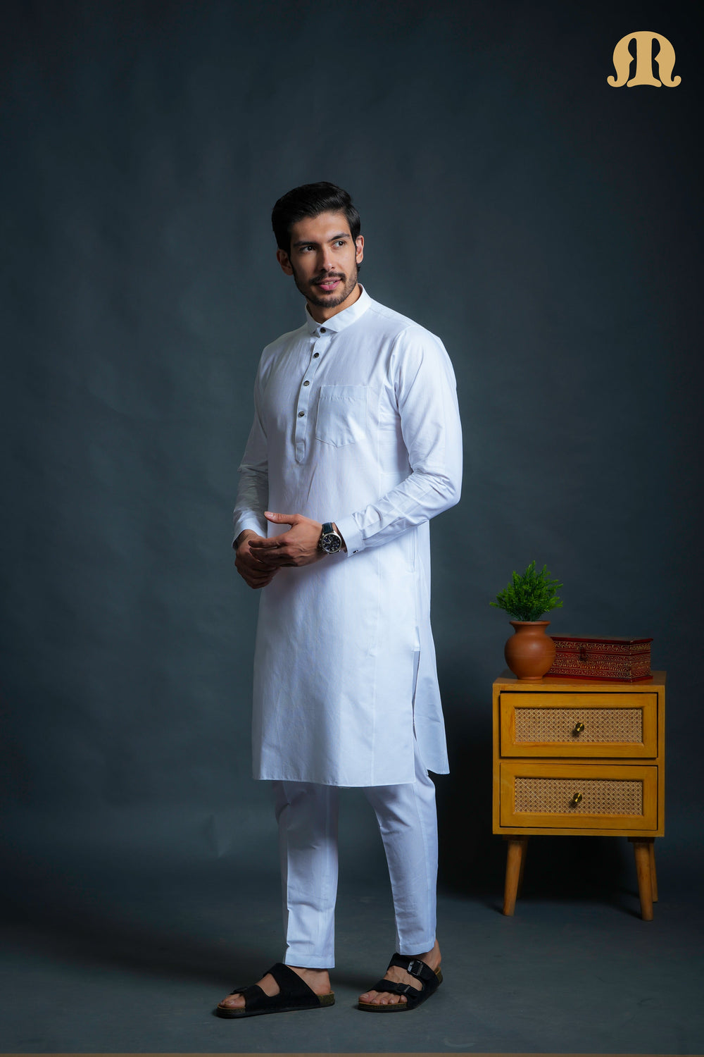 Asiri White Kali Kurta Set Men