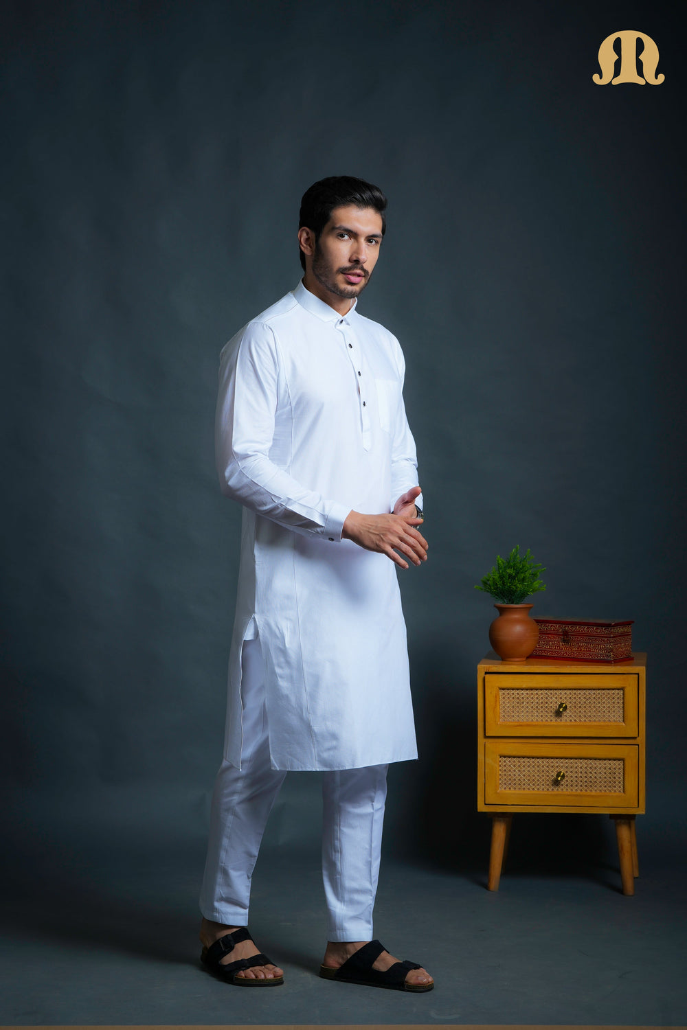 Asiri White Kali Kurta Set Men