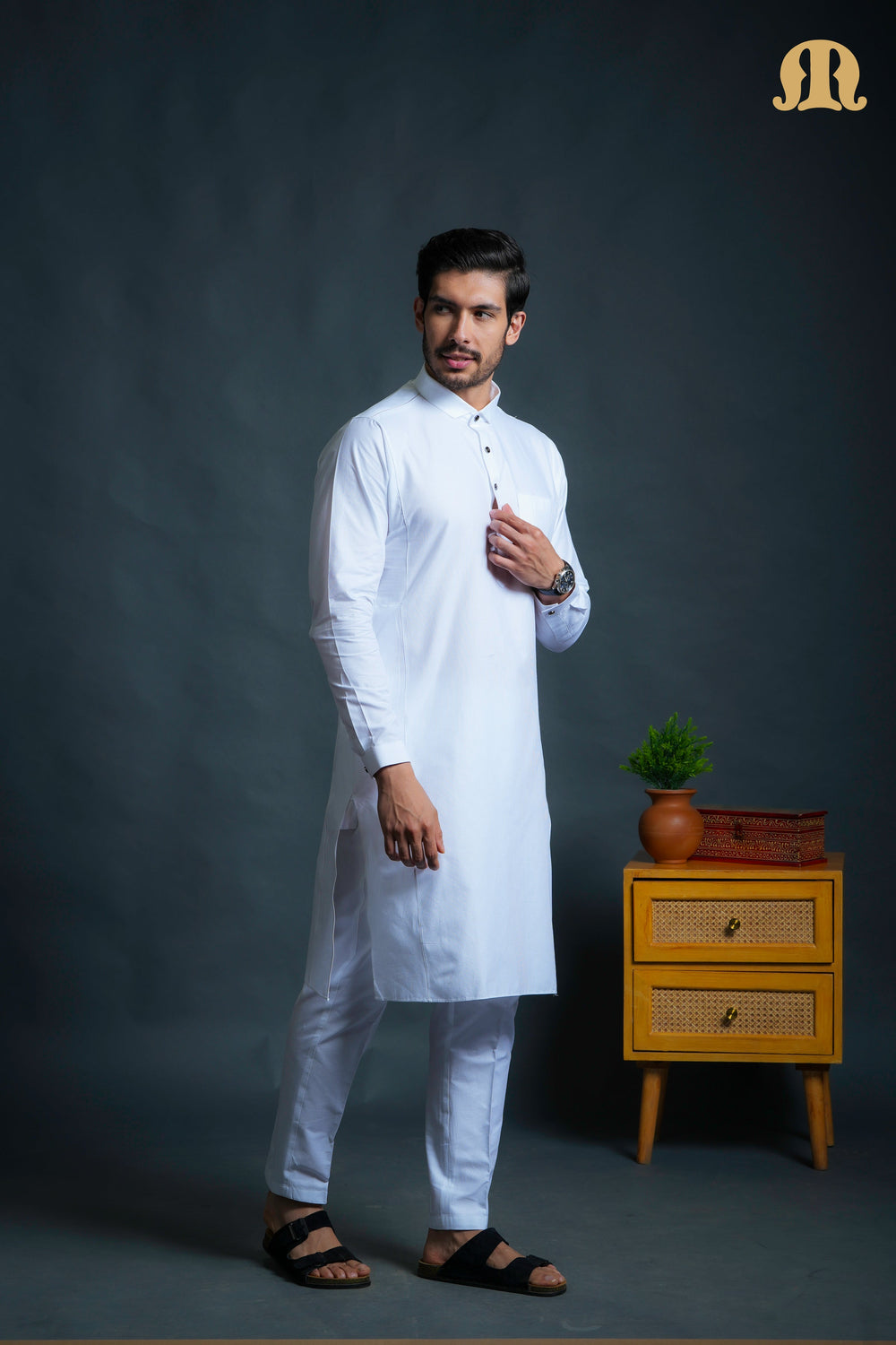 Asiri White Kali Kurta Set Men