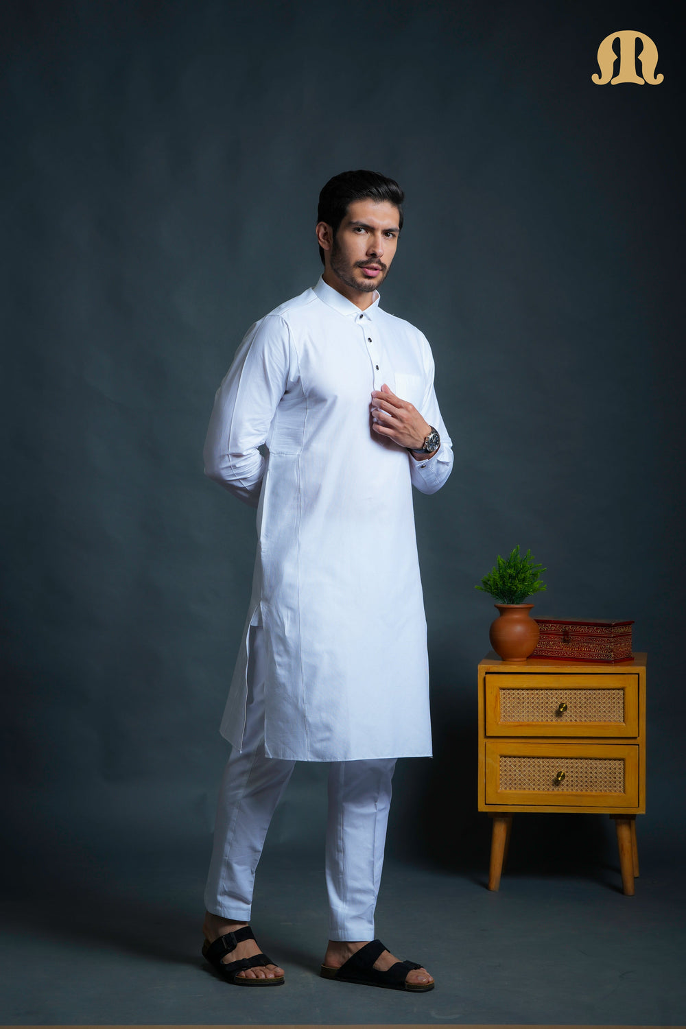 Asiri White Kali Kurta Set Men