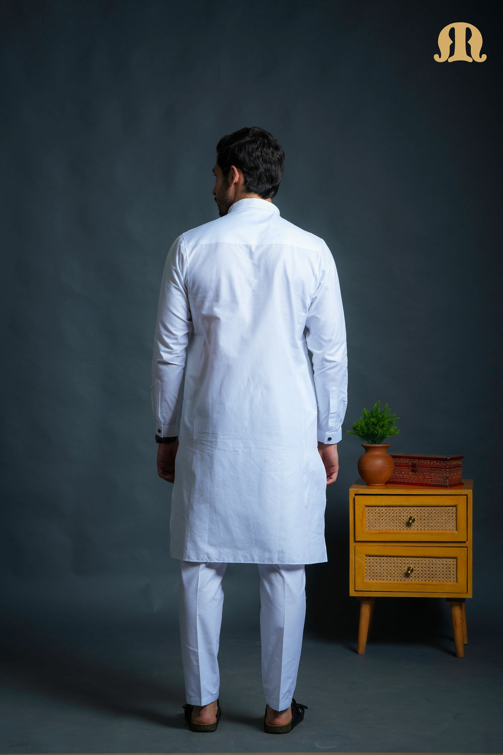Asiri White Kali Kurta Set Men