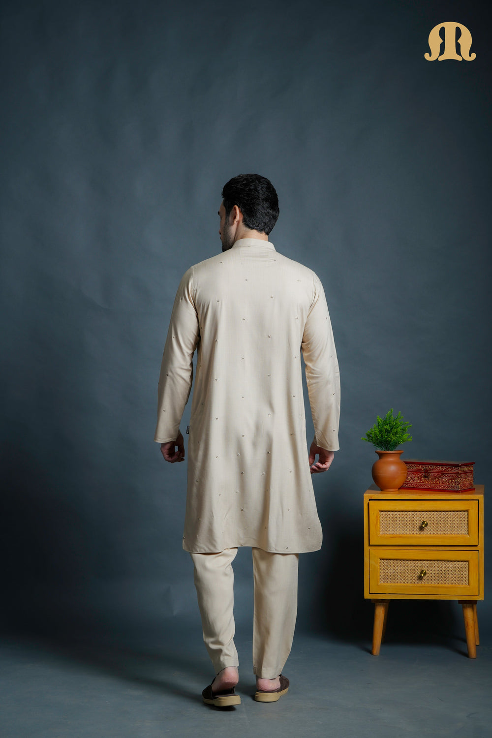 Fadeel Beige Kurta Set Men