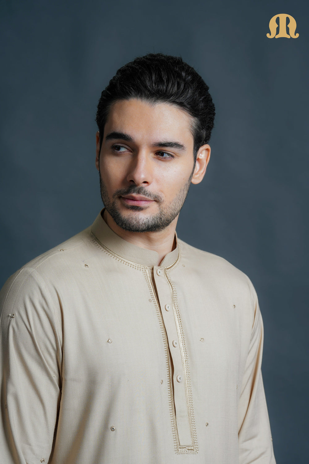 Fadeel Beige Kurta Set Men