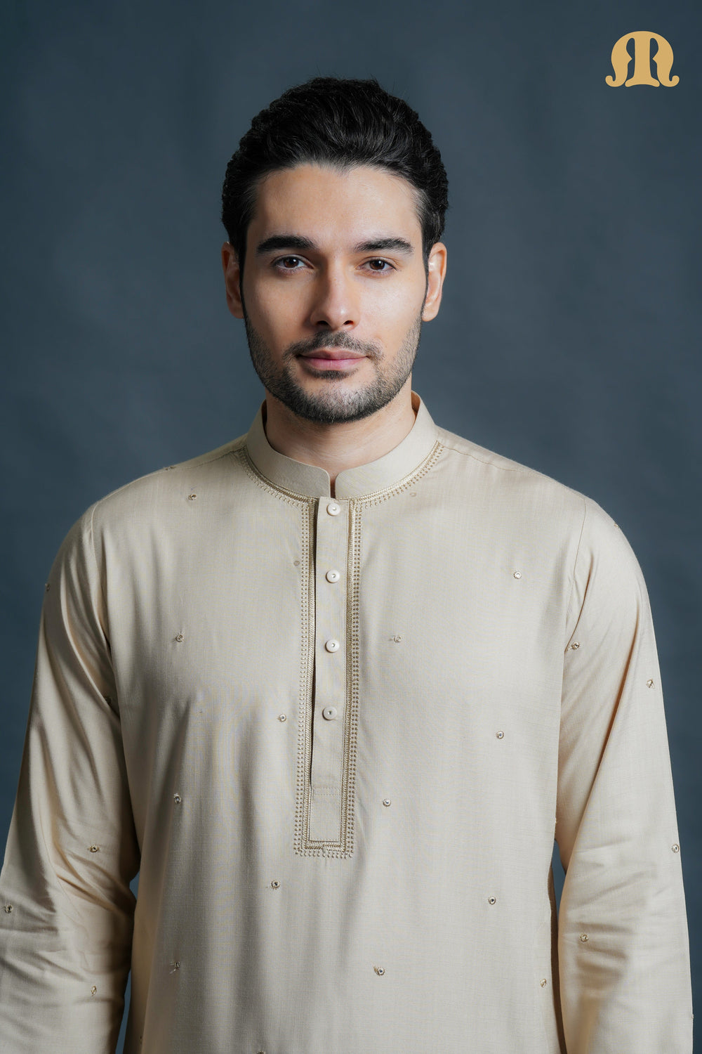 Fadeel Beige Kurta Set Men