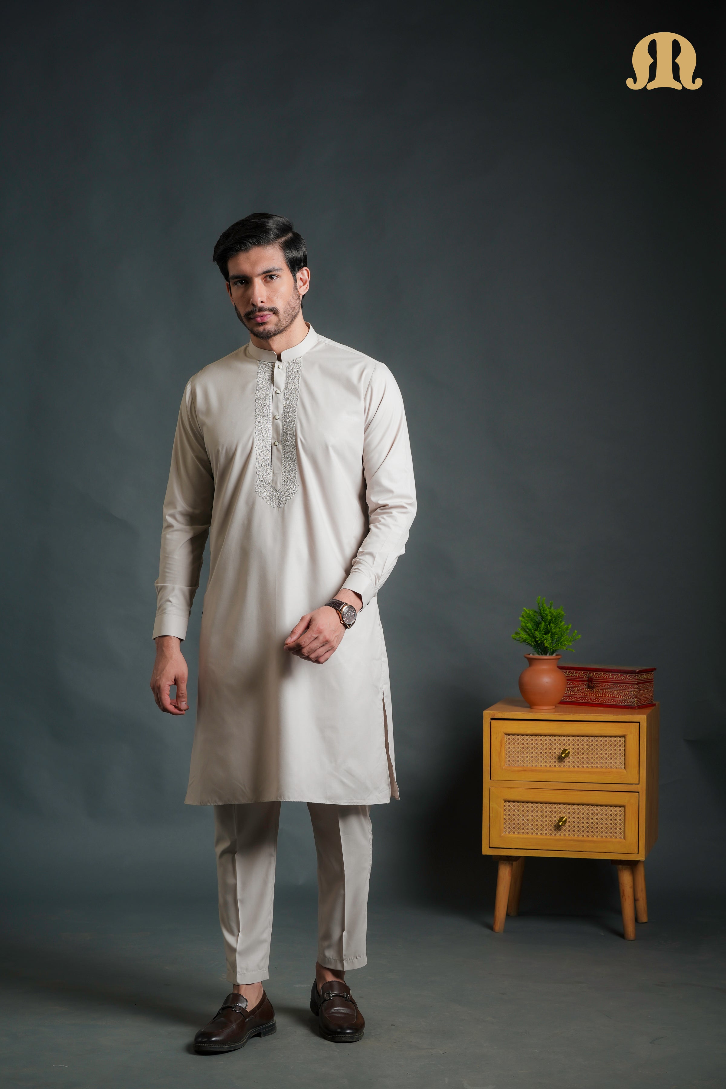 Sobrio Embroidered Pink Kurta Set Men