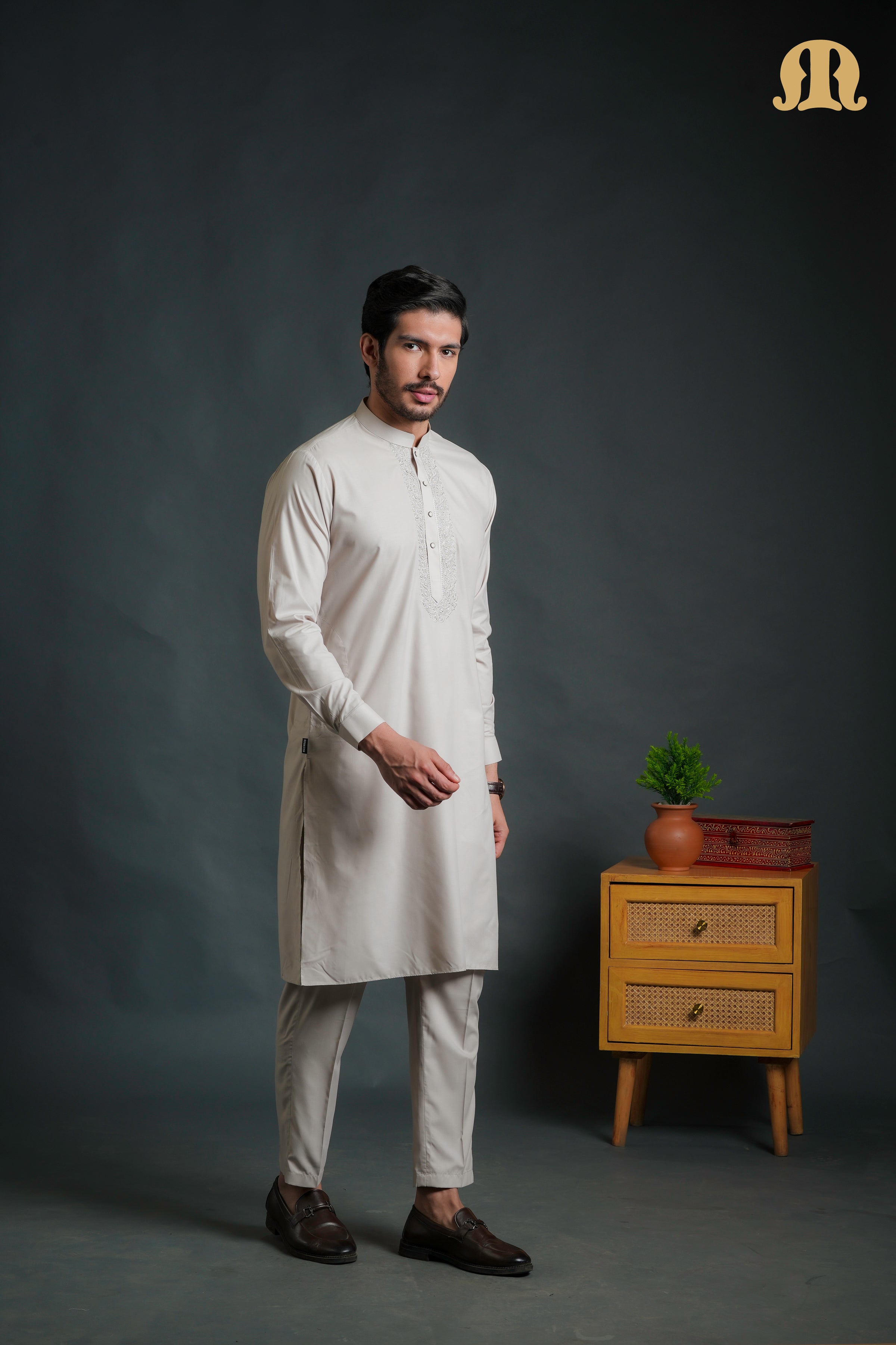 Sobrio Embroidered Pink Kurta Set Men