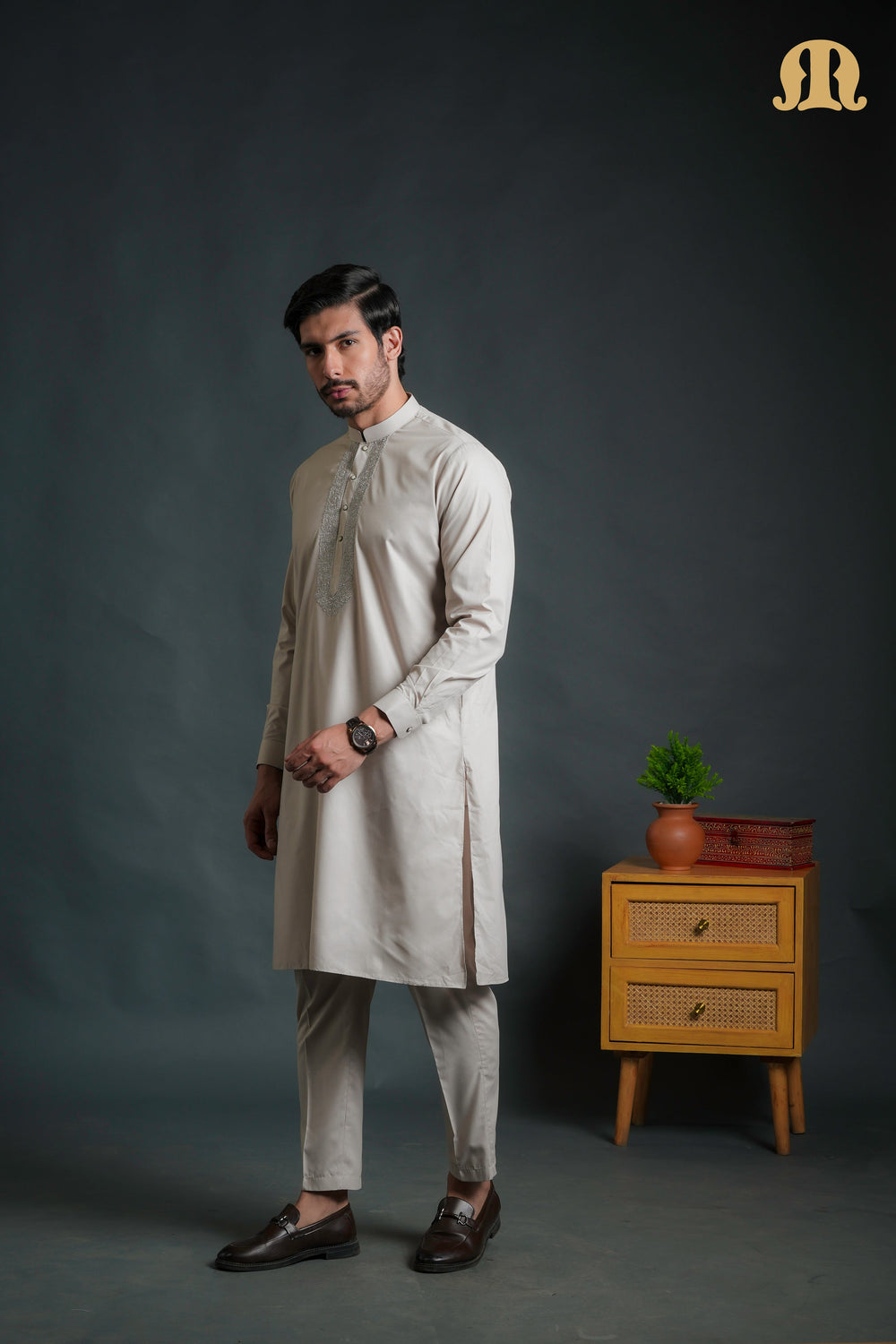 Sobrio Embroidered Pink Kurta Set Men