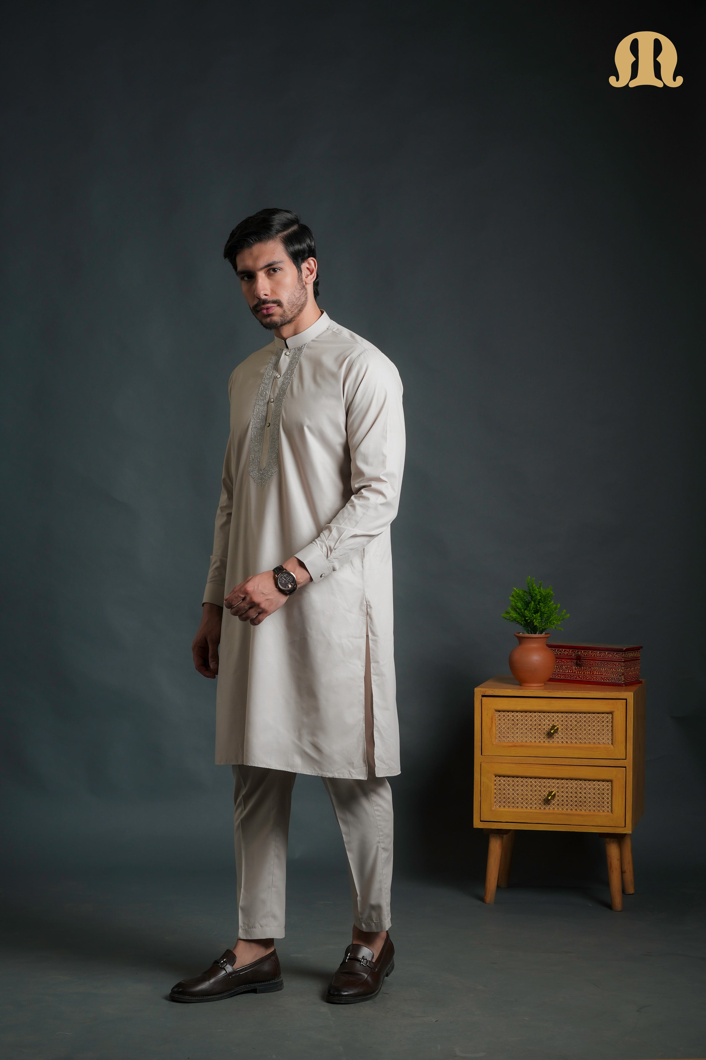 Sobrio Embroidered Pink Kurta Set Men