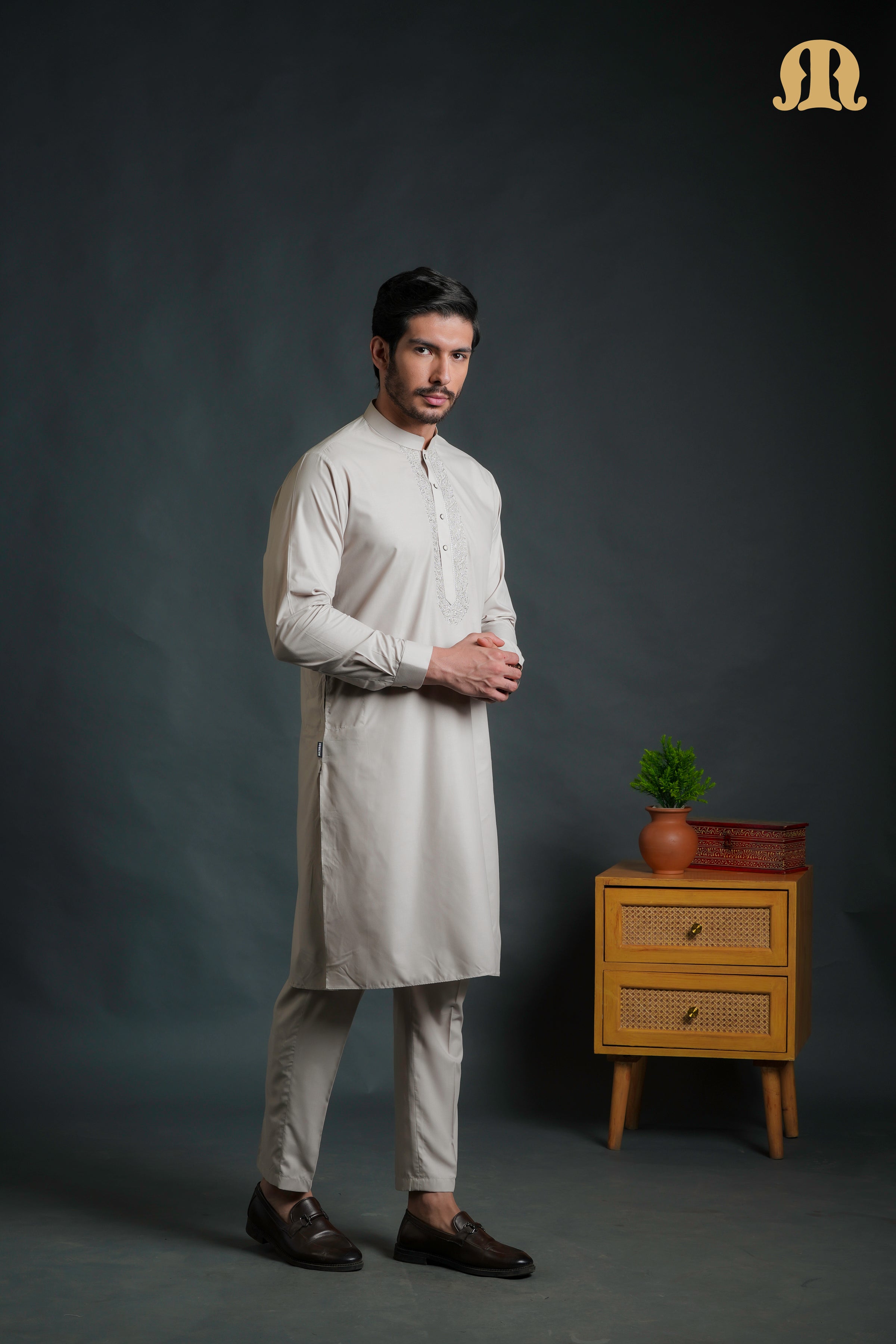 Sobrio Embroidered Pink Kurta Set Men
