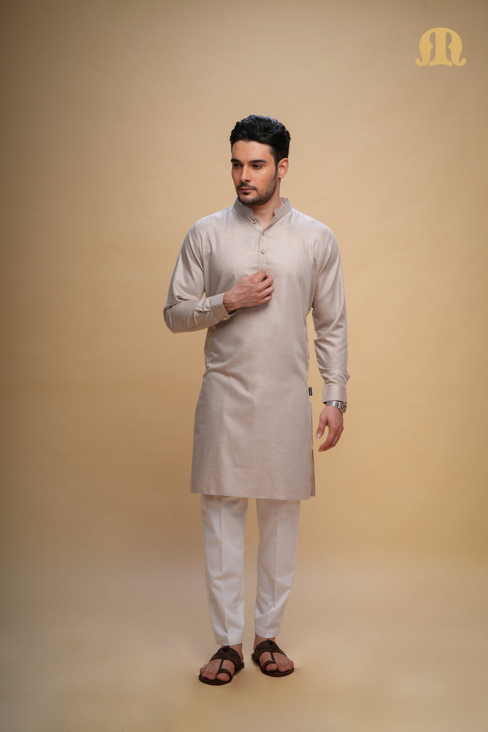 Yatay Kurta Peach Set Men
