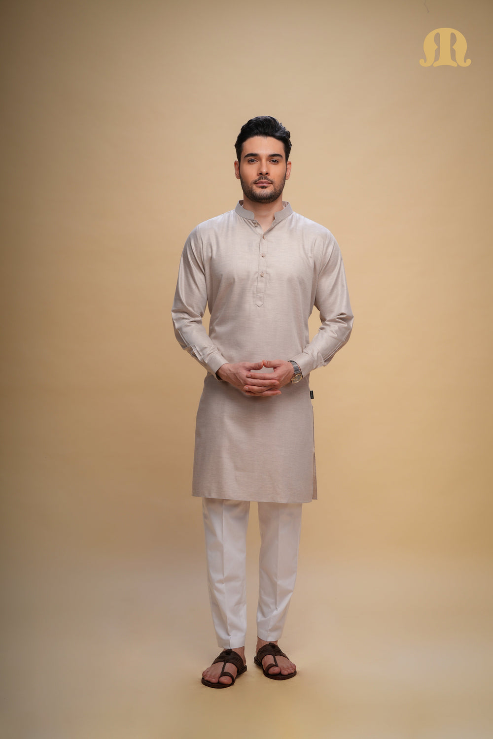 Yatay Kurta Peach Set Men