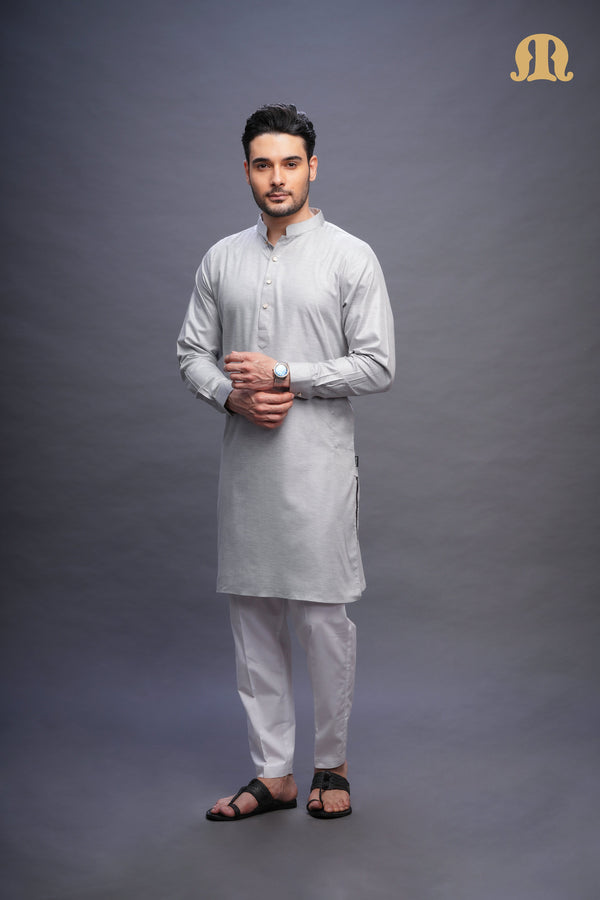 Yatay Kurta Grey Set Men