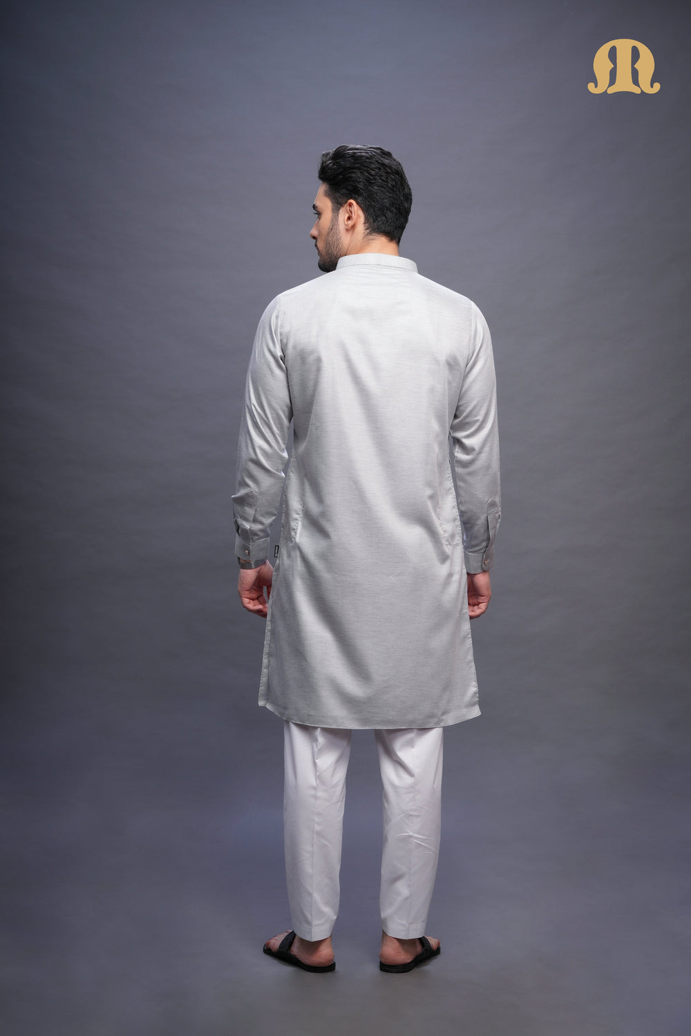 Yatay Kurta Grey Set Men