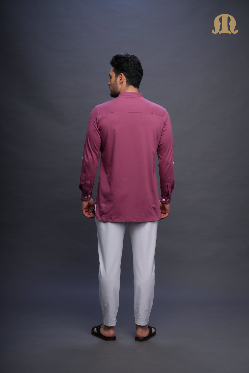 Asticus Knitted Short Kurta Payjama Set Pink Men