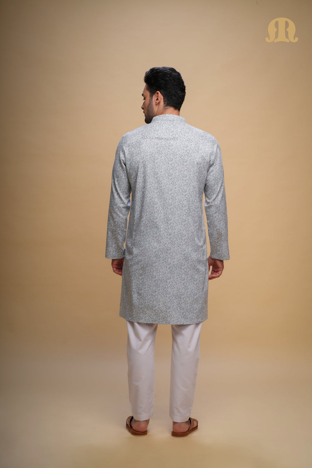 Kalip Printed Kurta L Blue Set Men
