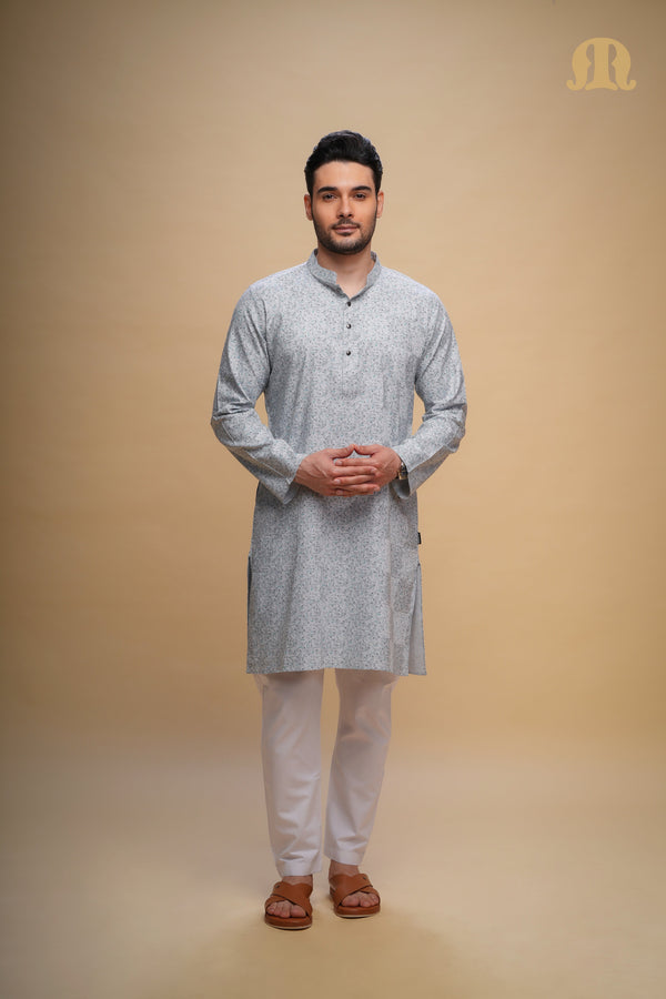 Kalip Printed Kurta L Blue Set Men