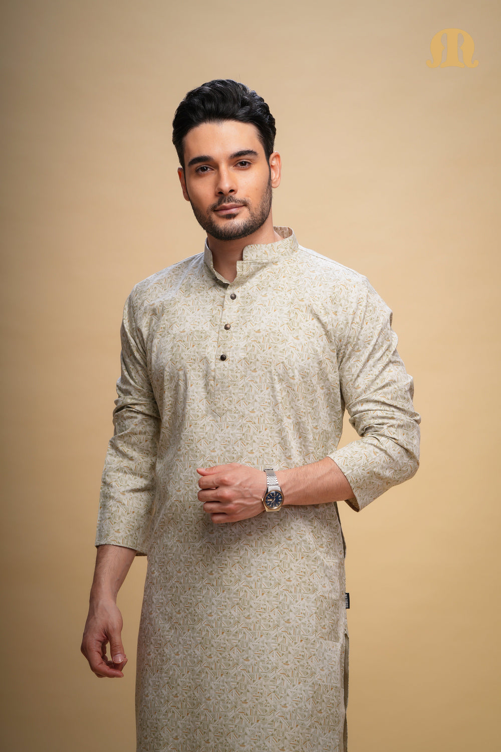 Kalip Printed Kurta L Green Set Men
