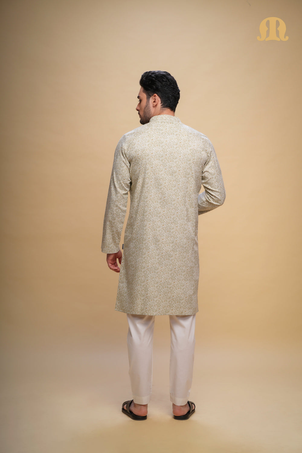 Kalip Printed Kurta L Green Set Men