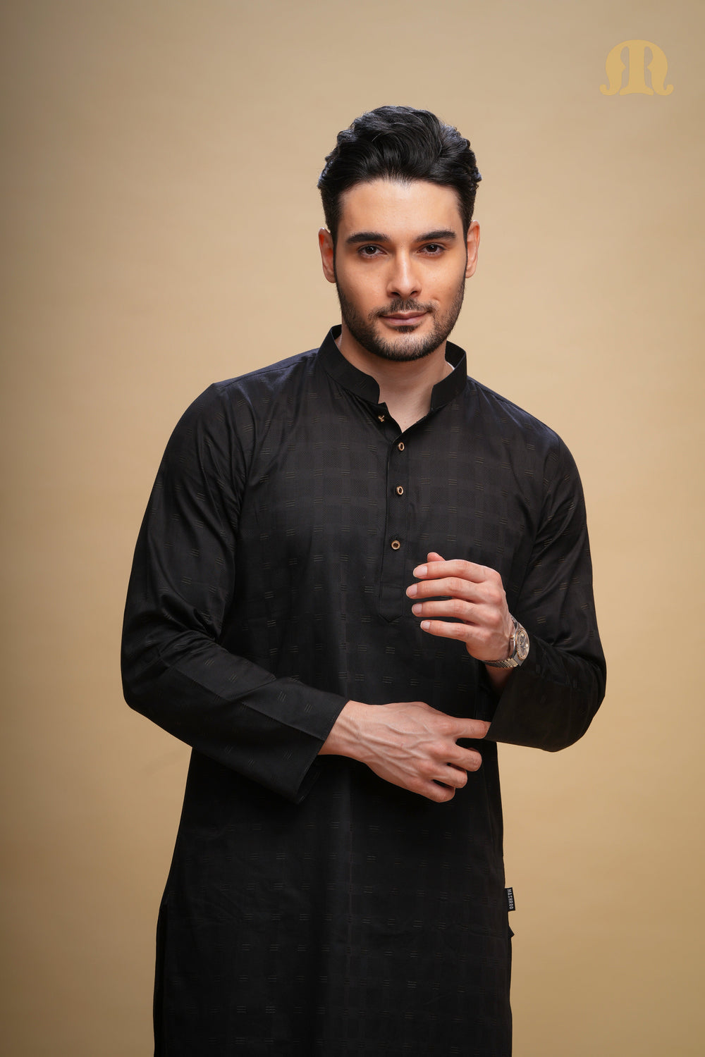 Yamuk Kurta Black Set Men
