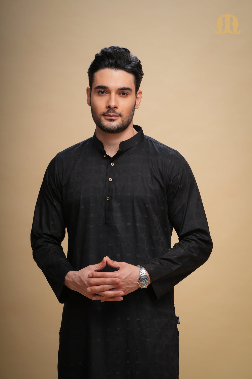 Yamuk Kurta Black Set Men