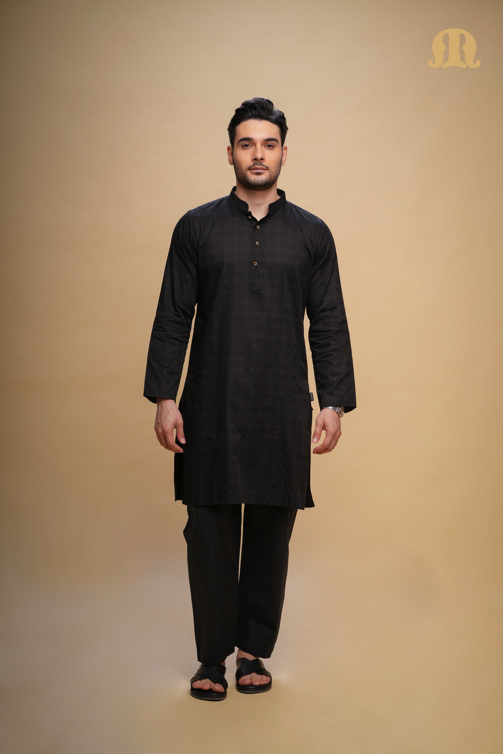 Yamuk Kurta Black Set Men