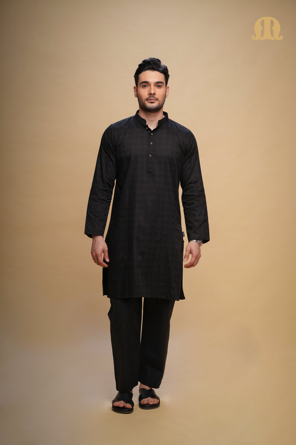Yamuk Kurta Black Set Men