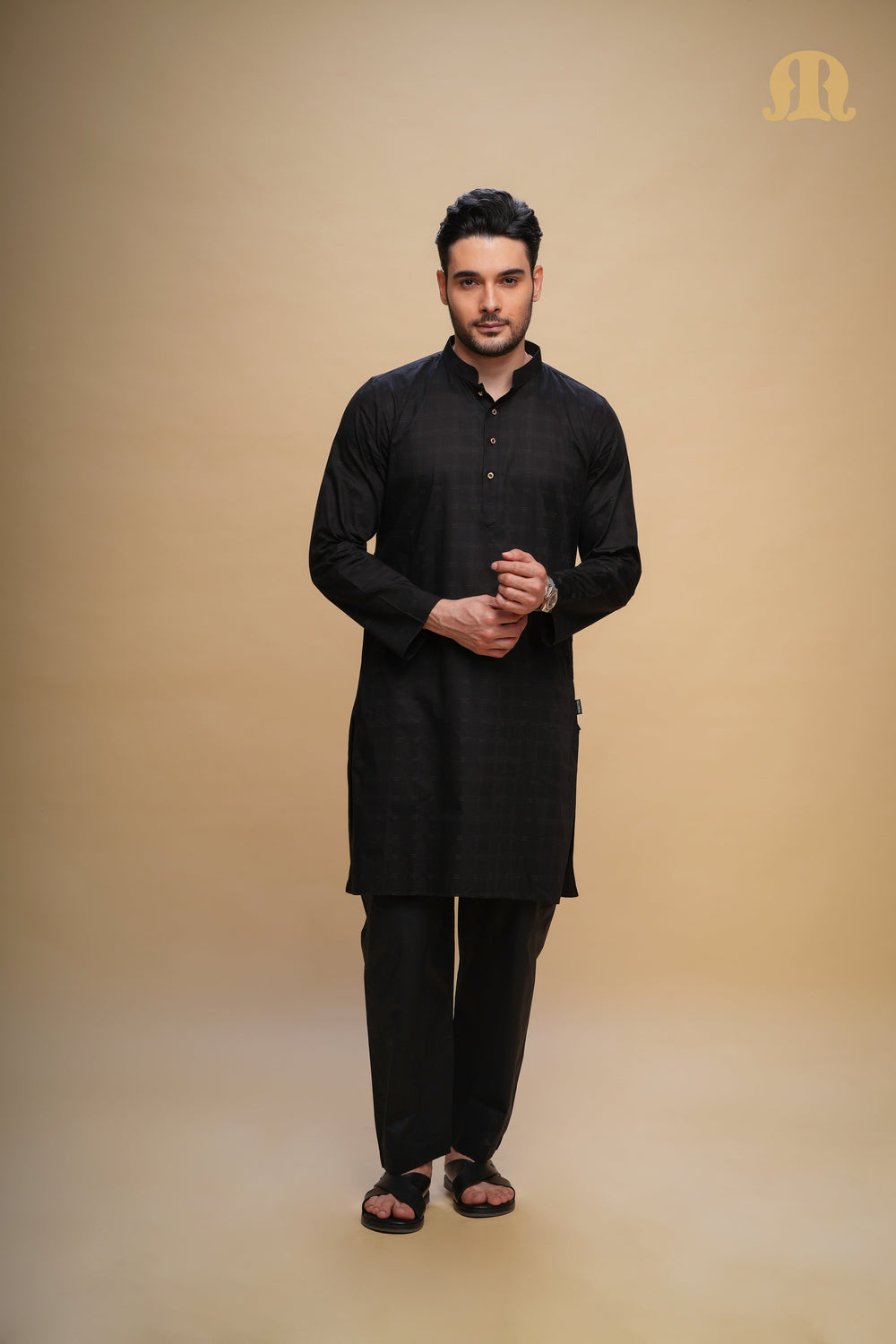 Yamuk Kurta Black Set Men
