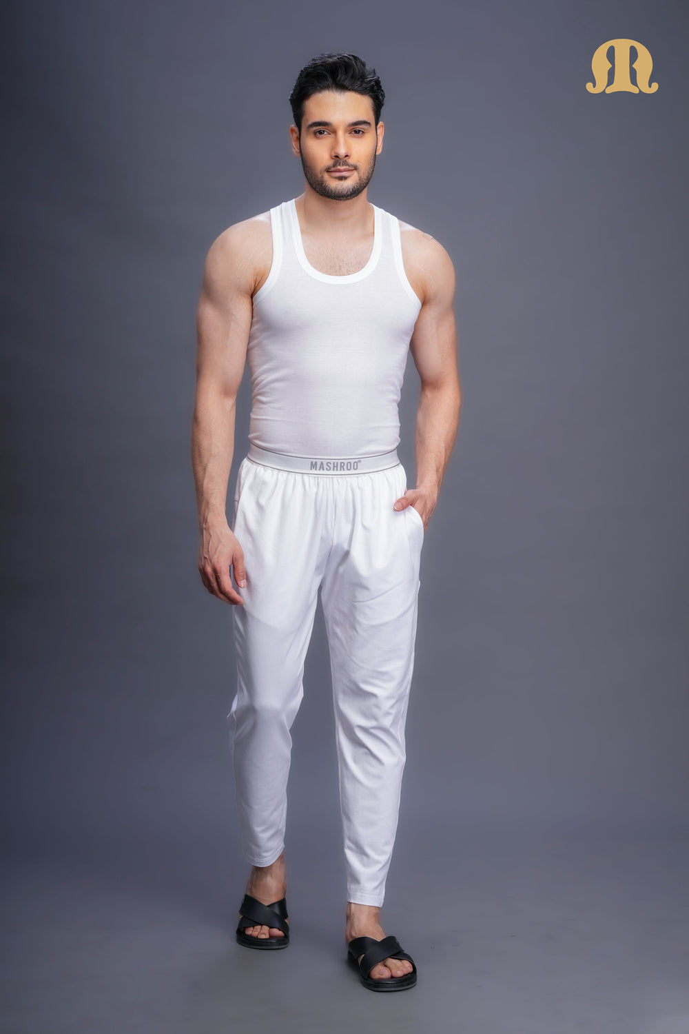 Asticus Knitted Short Kurta Payjama Set Beige Men