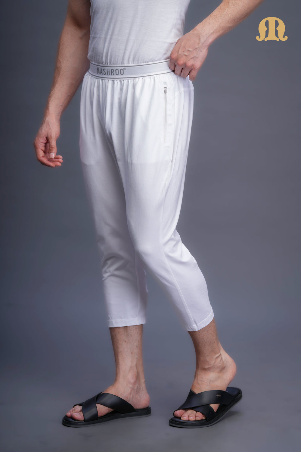 3/4 Knit Izaar White Men
