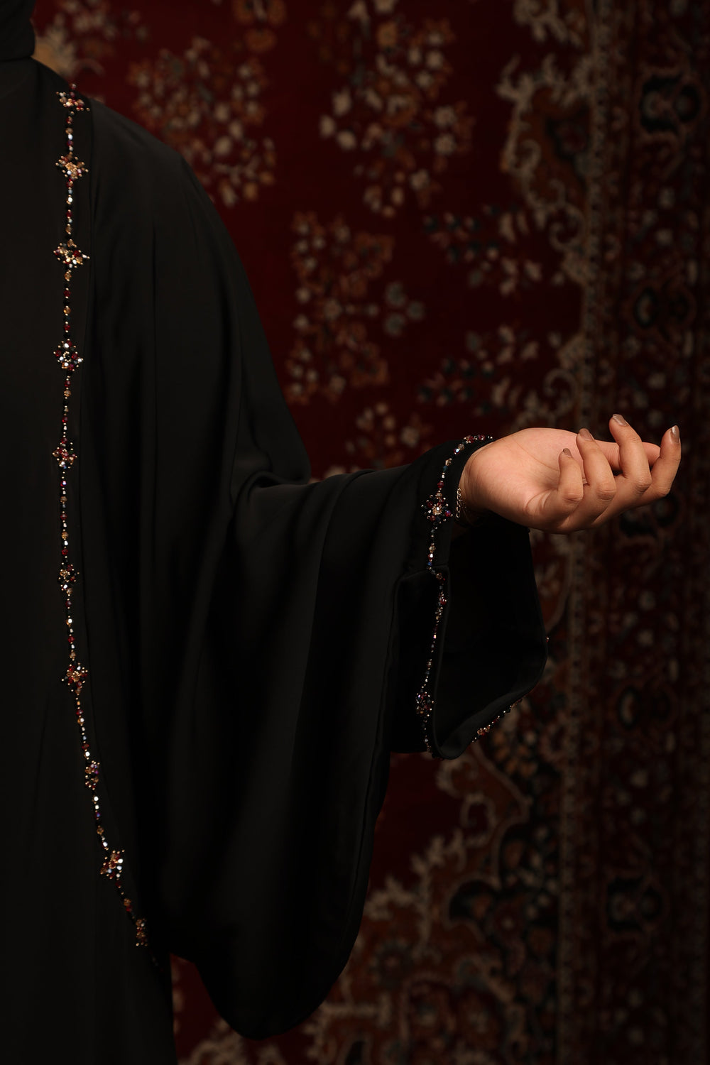 Crystal Embellished Batwing Abaya