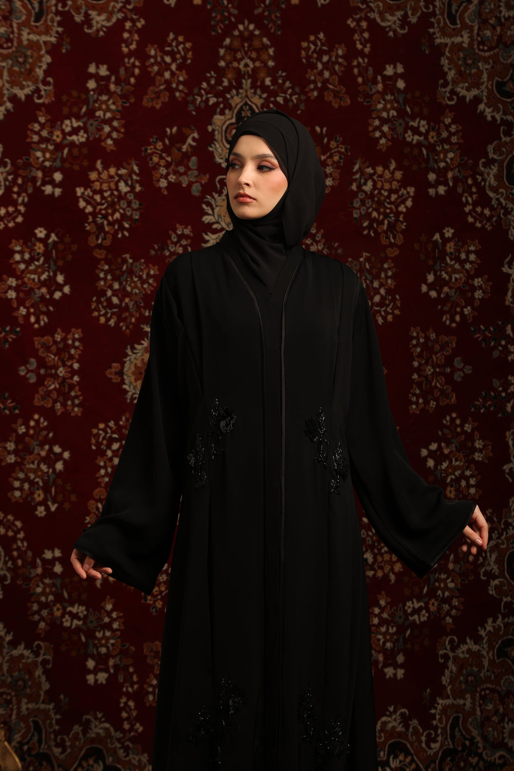Embellished Pleat Abaya