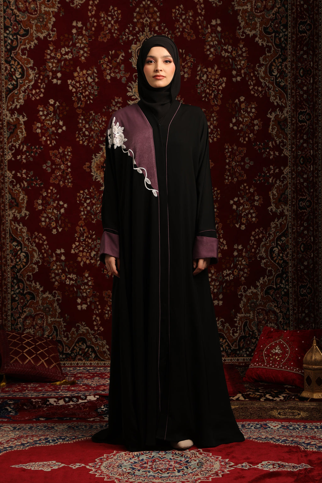 Asymmetric Embellished Abaya