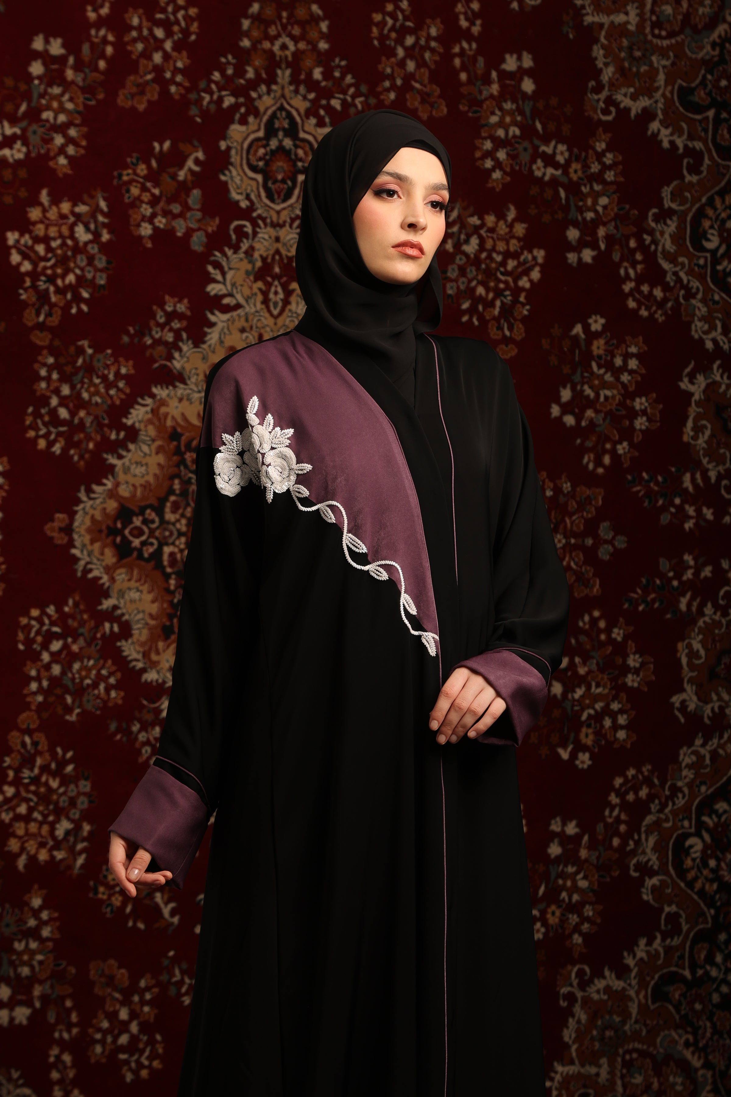 Asymmetric Embellished Abaya
