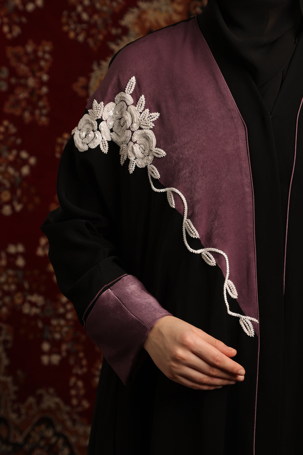 Asymmetric Embellished Abaya