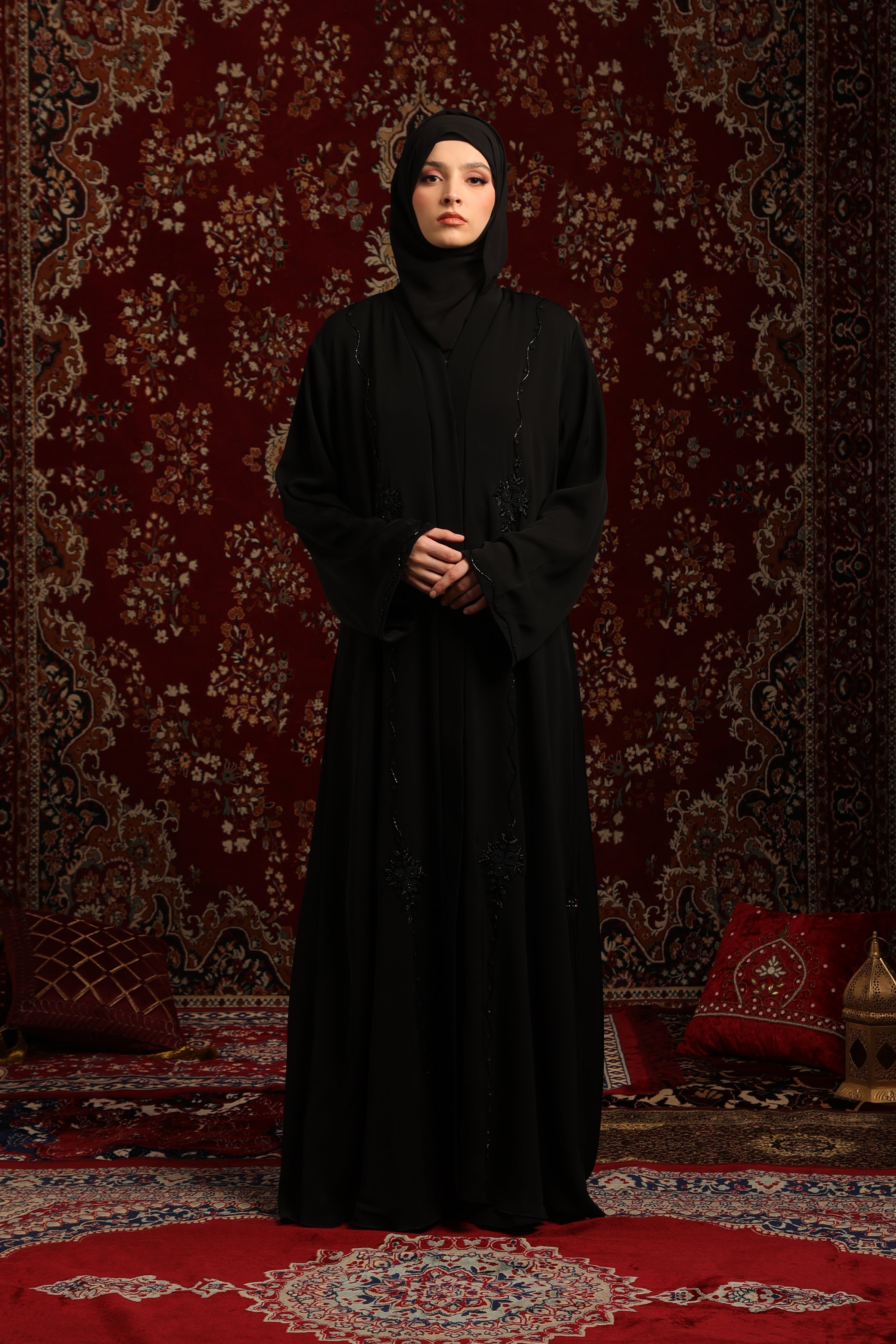 Embellished Inverted Pleat Abaya