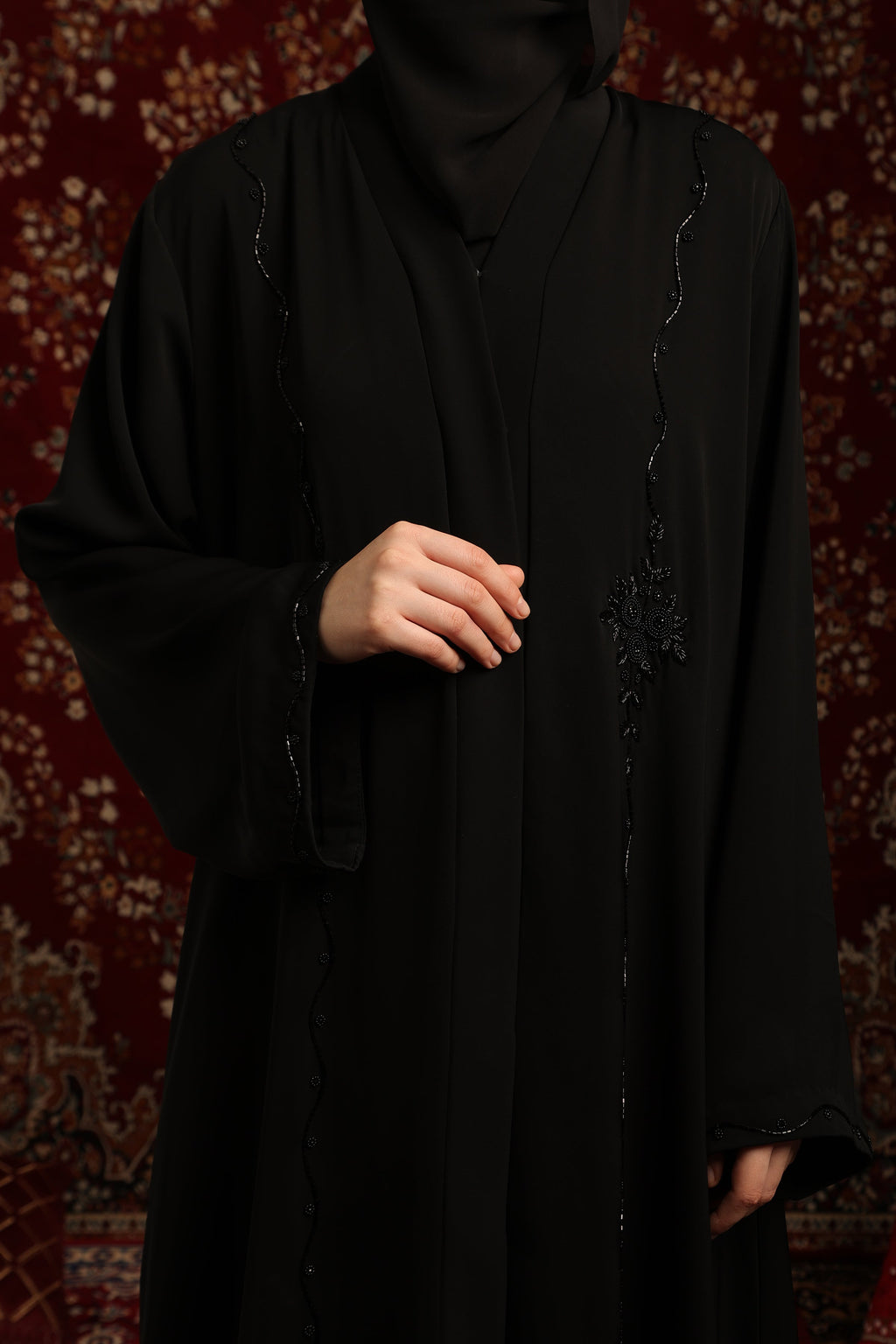 Embellished Inverted Pleat Abaya