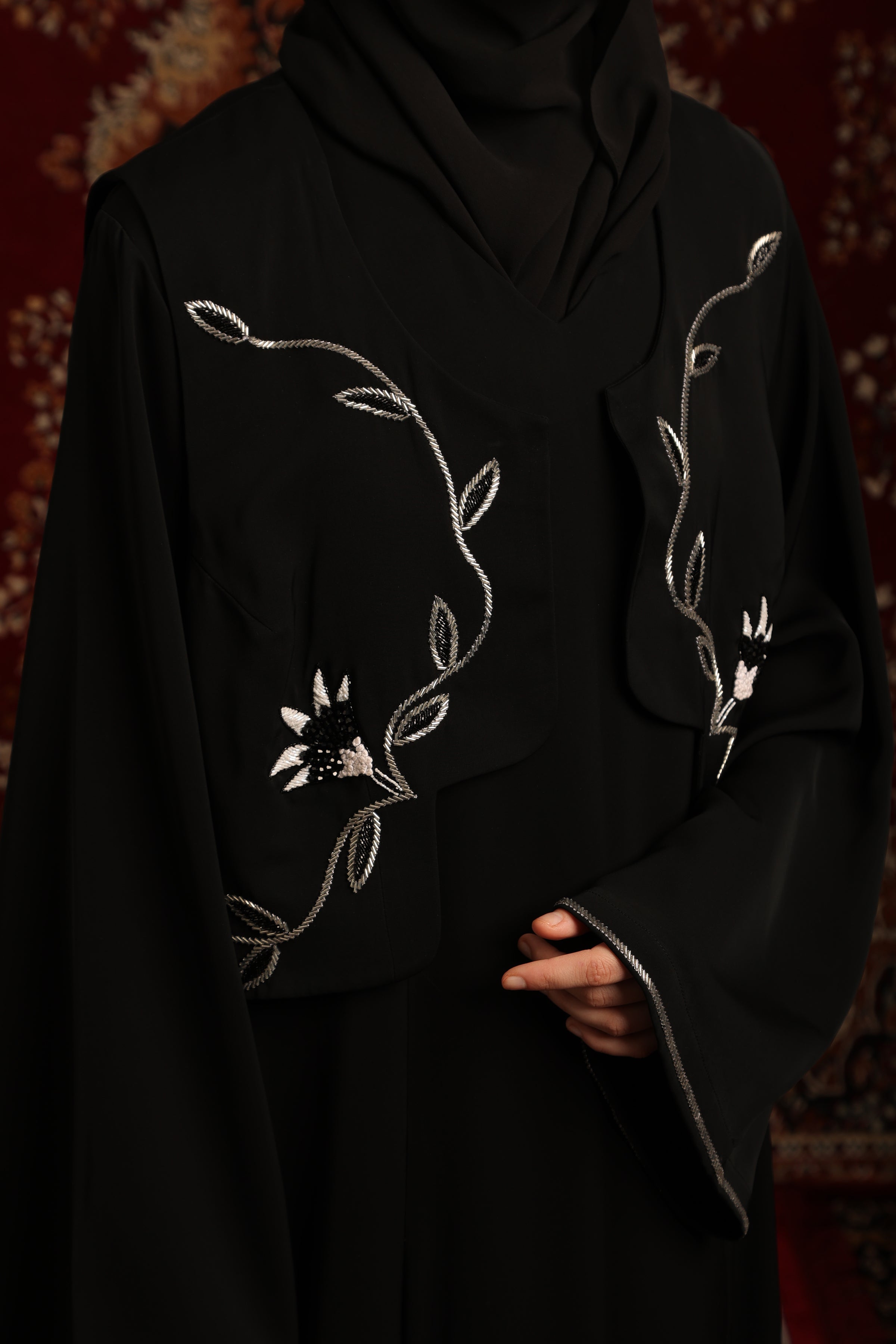 Embellished Short Jacket Abaya