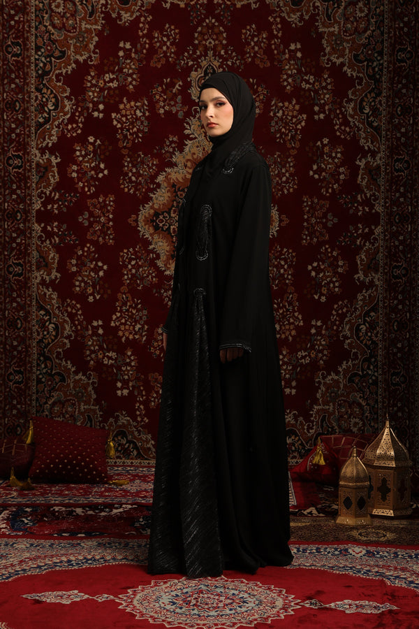 Embellished Loop-Detail Abaya Set