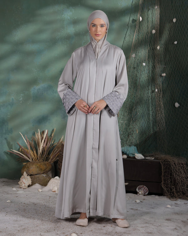 Naseem Abaya | Silver Ivory