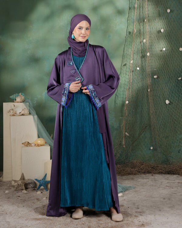 Umi Abaya | Rich Purple with Teal Green Accents